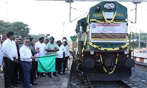 Chennai Divisional Railway Manager Vishwanath Eerya, DRM/MAS, flagged of the PCET train which will be operating from Royapuram, Chennai to Patel Nagar (X) 