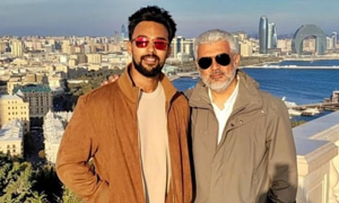 Actor Aarav with Ajith Kumar (IANS)