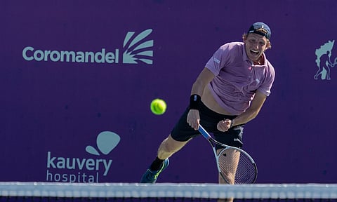 Jacopo Berrettini in action during the Chennai ATP Challenger 