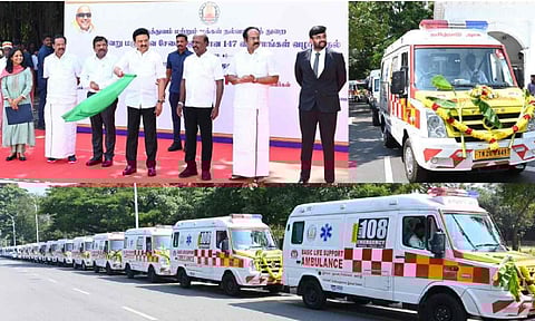  MK Stalin inaugurated 147 emergency vehicles, including ambulance vehicles, free mother and child health vehicles, worth Rs 30.28 crore 