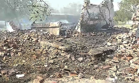 Debris is seen after an explosion at a firecracker factory, in Virudhunagar district (PTI) 