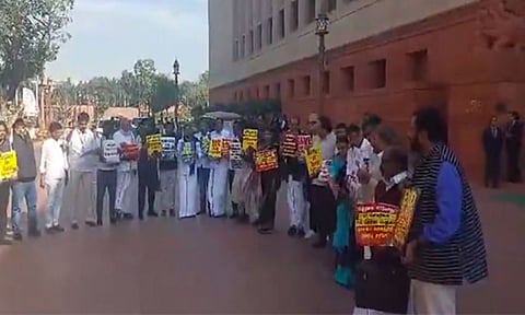 Opposition MPs from Tamil Nadu protest at Parliament premises (ANI)