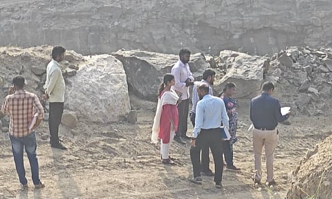 Officials at RR Crusher unit at Tirumayam in Pudukkottai 