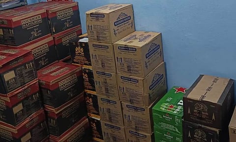 Image of illegally stored liquor bottles