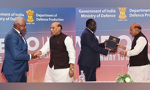 Defence Minister Rajnath Singh with Fijian and South Sudanese counterparts (X)