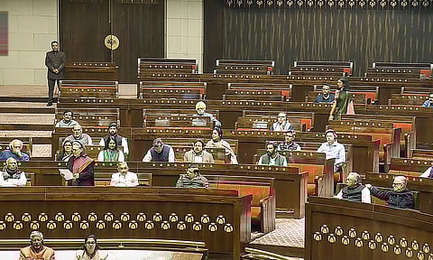 Congress leader Sonia Gandhi speaks in the Rajya Sabha during the Budget session of Parliament (PTI)
