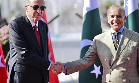 Turkish President Recep Tayyip Erdogan and Pakistan Prime Minister Shehbaz Sharif (AP)