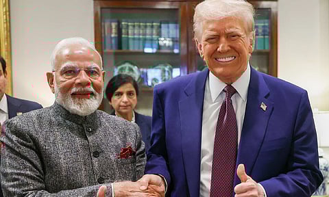 Prime Minister Narendra Modi during a meeting with US President Donald Trump at the White House (PTI)