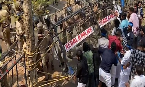 Visuals from the protest (ANI) 