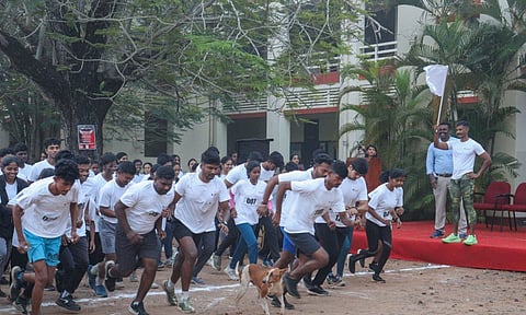 Drug awareness run was flagged off by Mr. Myilvaganan at Madras Christian College (Photo: Ashish P)