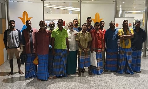 15 Indian fishermen from Rameswaram’s Thangachimadam arrived at Chennai airport 
