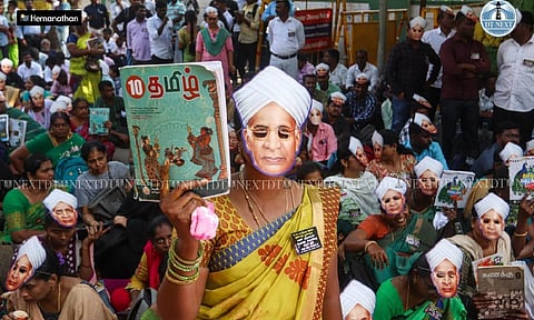 Qualified candidates of Graduate Teachers BRTE examination conducted by TN Teachers Recruitment Board in Feb 2024 protested urging immediate appointment. (Photo: Hemanathan M)