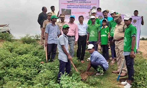 National Green Corps of Pudukkottai government school planting trees as part of augmenting green cover