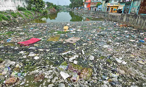 Garbage and all kinds of waste floating on the canal (file photo)