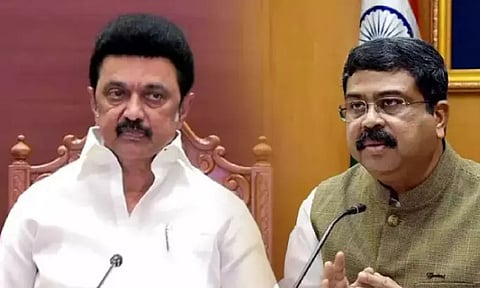 CM Stalin, Union minister Dharmendra Pradhan 