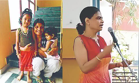 Kalyani Nair with her children; Lakshmi
