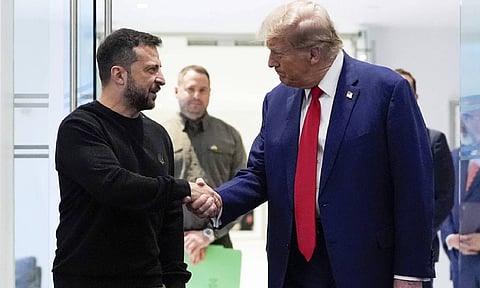  President Donald Trump, right, and Ukraine's President Volodymyr Zelenskyy (AP)