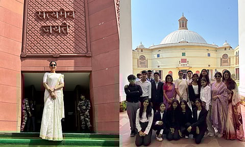  Regena Cassandrra with the students at the Parliament