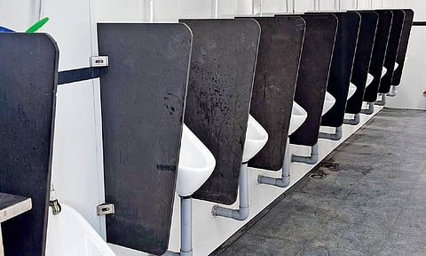 A newly-constructed toilet remains clean almost all day due to fewer users in the area