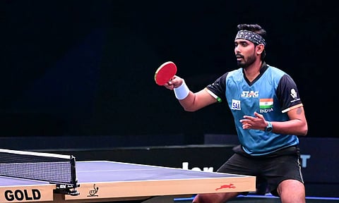 Sharath Kamal in action