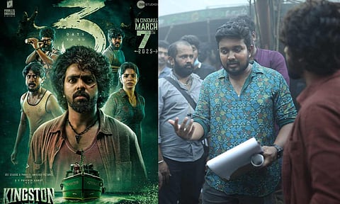 (L-R) Poster of Kingston movie; Director Kamal Prakash in the sets 