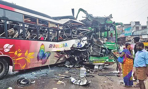 File photo of an accident on a highway towards Cuddalore district