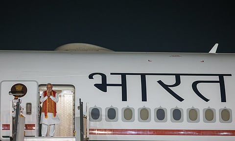 Prime Minister Narendra Modi emplanes for Mauritius