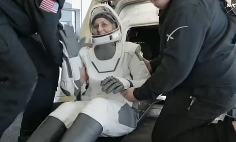 NASA astronaut Sunita Williams inside a SpaceX capsule after it splashed down in the Gulf of Mexico, off the coast of Florida, USA, Tuesday, March 18, 2025 (PTI) 