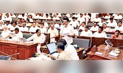 Chief MInister MK Stalin addressing the State Assembly