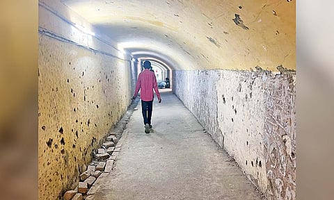 Bumpy surface of the subway at Perambur railway station 
