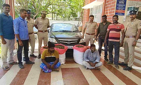 Police arrested two individuals and seized 102 kg of ganja near Chennai