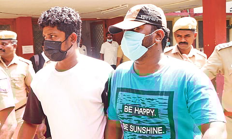 Jeevagan and Saleem arrive in court to surrender on Thursday