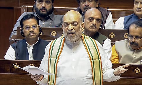 Union Home Minister Amit Shah speaks in the Rajya Sabha during the Budget session of Parliament (PTI)