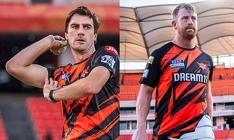 SRH's Pat Cummins and Heinrich Klaasen during practice session (X)