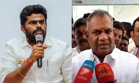 BJP state president K Annamalai and TVK general secretary N Anand (L to R)