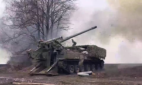 In this image taken from a video distributed by Russian Defense Ministry Press Service on Monday (AP)