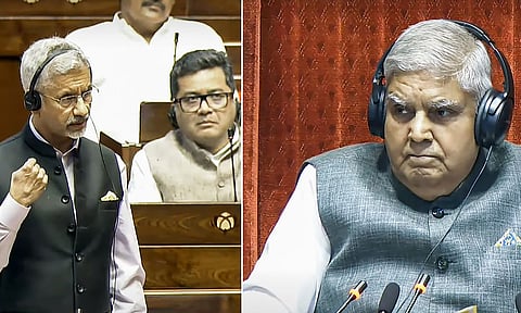 External Affairs Minister S Jaishankar speaks in the Rajya Sabha during the Budget session of Parliament (PTI)
