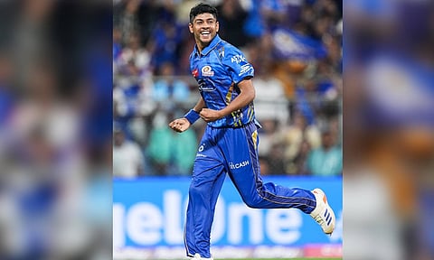 MI bowler Ashwani Kumar celebrates the wicket of KKR batter Rinku Singh during the IPL 2025 (X)