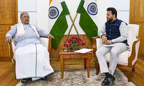Karnataka CM Siddaramaiah meets Civil Aviation Minister Ram Mohan Naidu Kinjarapu, in New Delhi (PTI) 