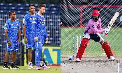 Chennai Super Kings and Delhi Capitals players practice session