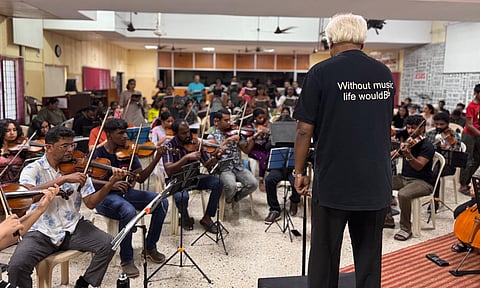The MMA Choir and Orchestra at rehersals