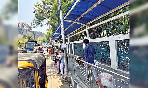 A structure on Anna Salai has no seating facility 