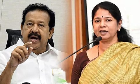 TN Minister K Ponmudy; DMK MP Kanimozhi Karunanidhi 