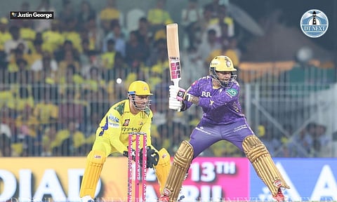 Sunil Narine plays a shot during the match between CSK and KKR (Photo: Justin George)