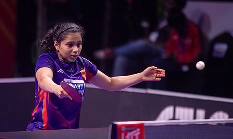 Diya Chitale in action during Ultimate Table Tennis (UTT) 