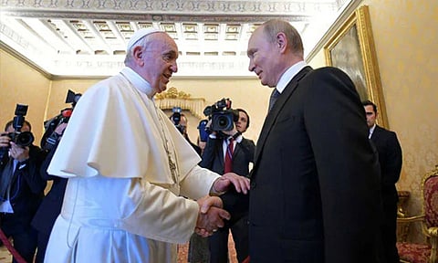 Pope Francis and Vladimir Putin (PTI)
