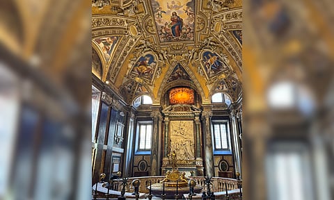 Interiors of the Santa Maria Maggiore Church, or the Basilica of Saint Mary Major, where Pope Francis will be laid to rest on Saturday, in Rome, Italy, Tuesday, April 22, 2025 (PTI) 
