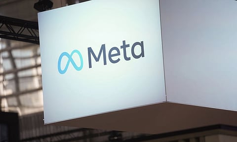 The Meta logo is seen at the Vivatech show in Paris, France(AP)