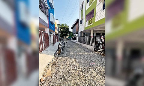 Viduthalai Nagar 1st street filled with mud and gravel 