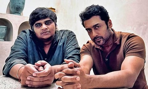Karthik Subbaraj, left, Suriya, right (IANS)